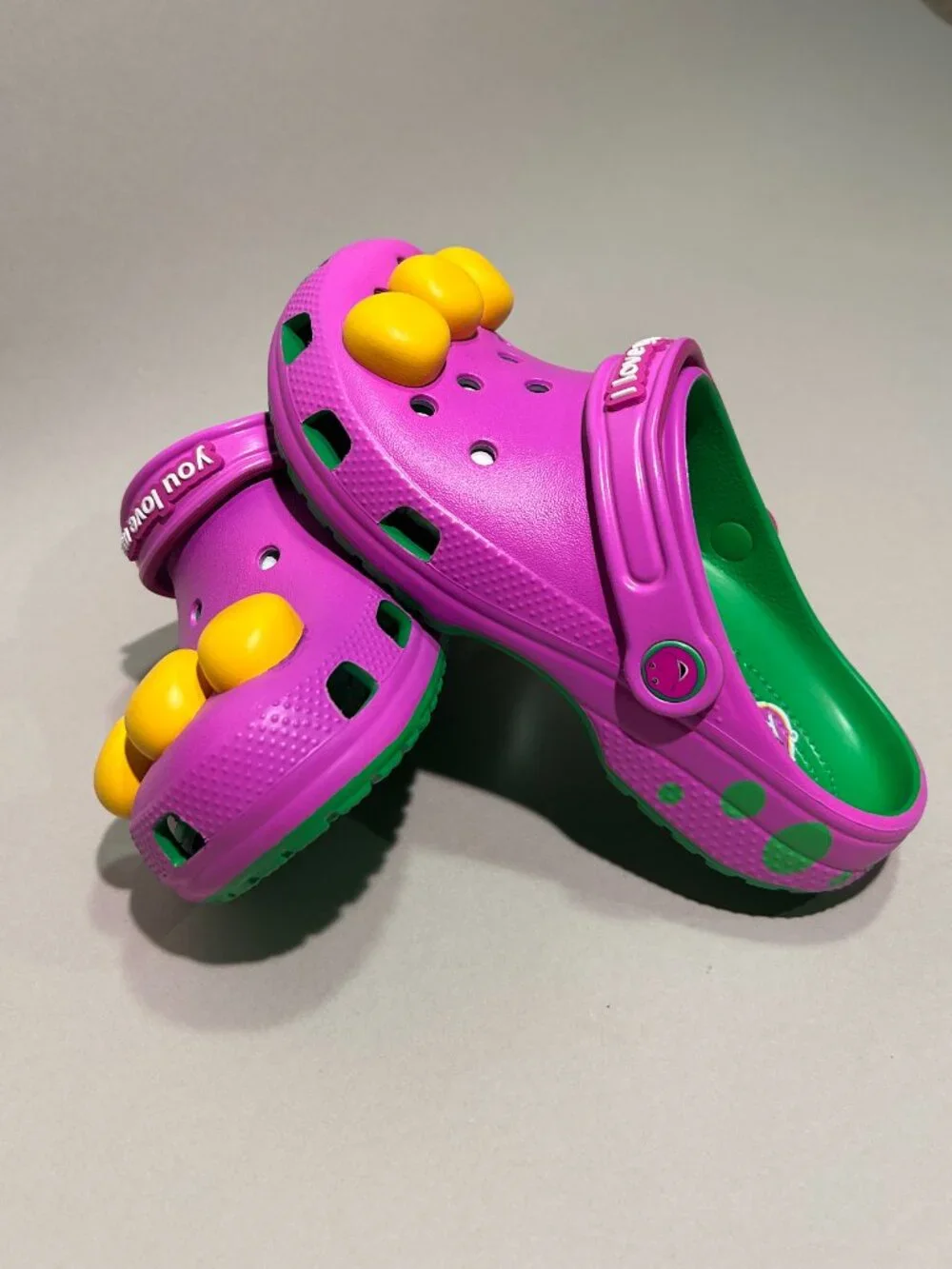 Crocs x Barney Classic Clog in Purple & Green — size J4